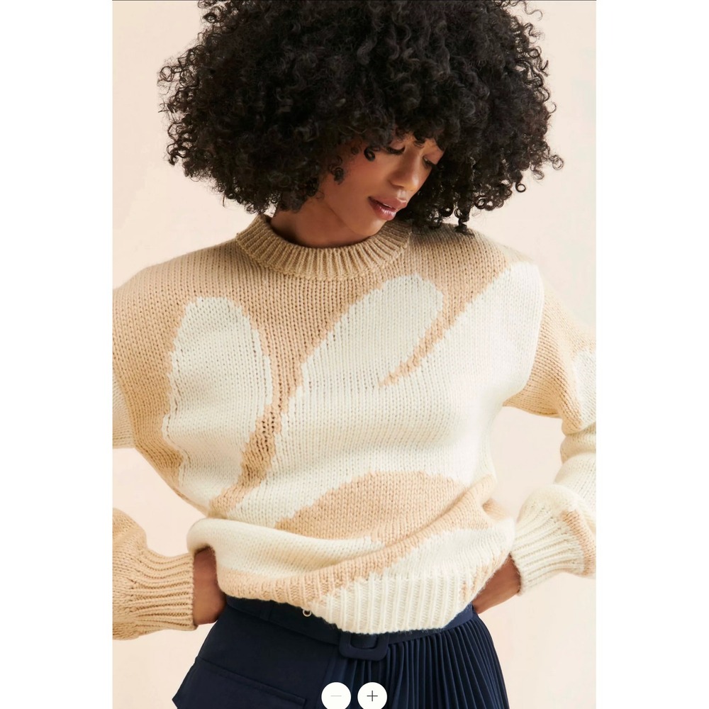 Mén Renn Farren Intarsia Anthropologie Designer Knit Sweater XS Wool Blend Boho